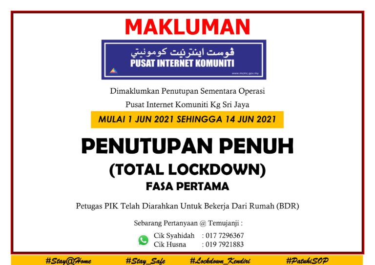 makluman penutupan sementara fasa satu